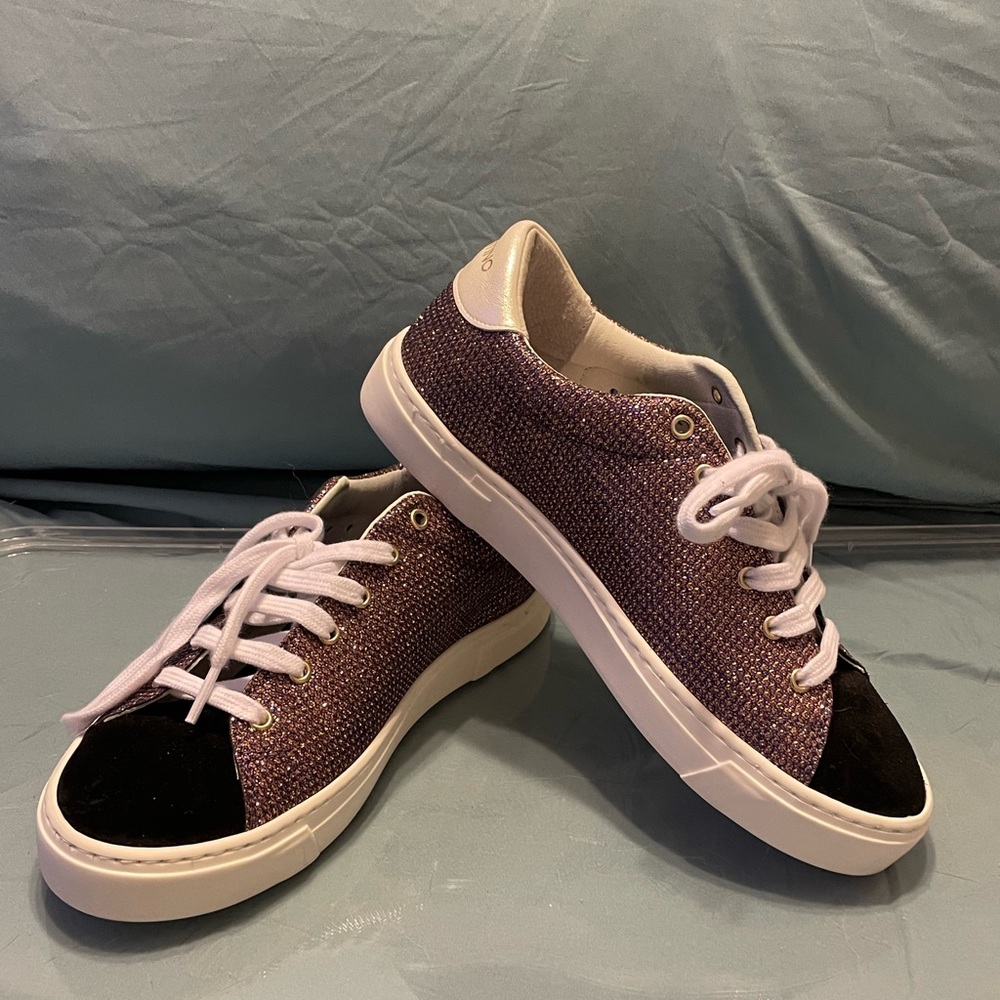 Valentino Glitter Purple Low-Top Sneakers with Black Toe